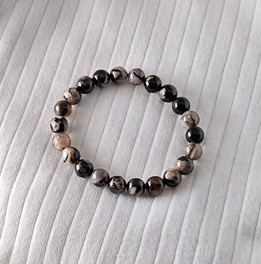 Black Sakura Agate bracelet 8.5mm