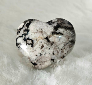 Black Sakura Agate (heart-shaped with druzy) 2A