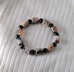 Black Sakura Agate barrel bracelet