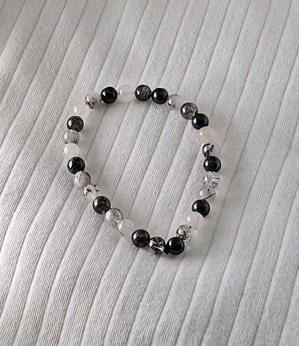 Tourmalinated Quartz bracelet 6.5mm