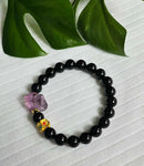 Black Tourmaline with Amethyst bracelet (8mm)