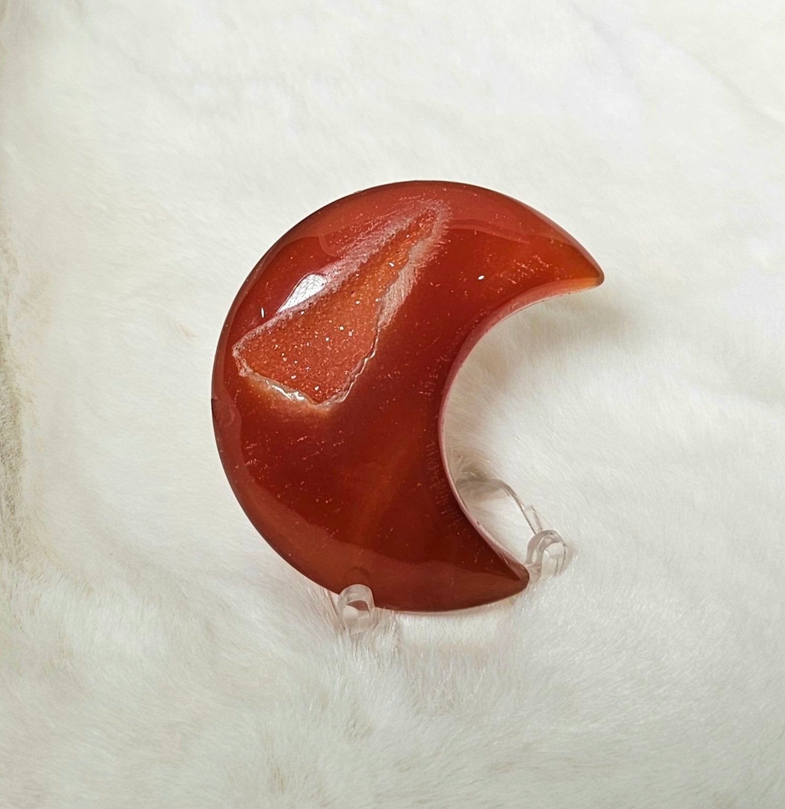 Carnelian (moon-shaped with druzy)