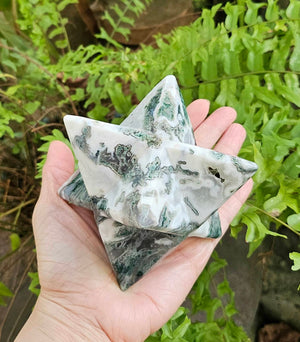 Large Merkaba in Moss Agate