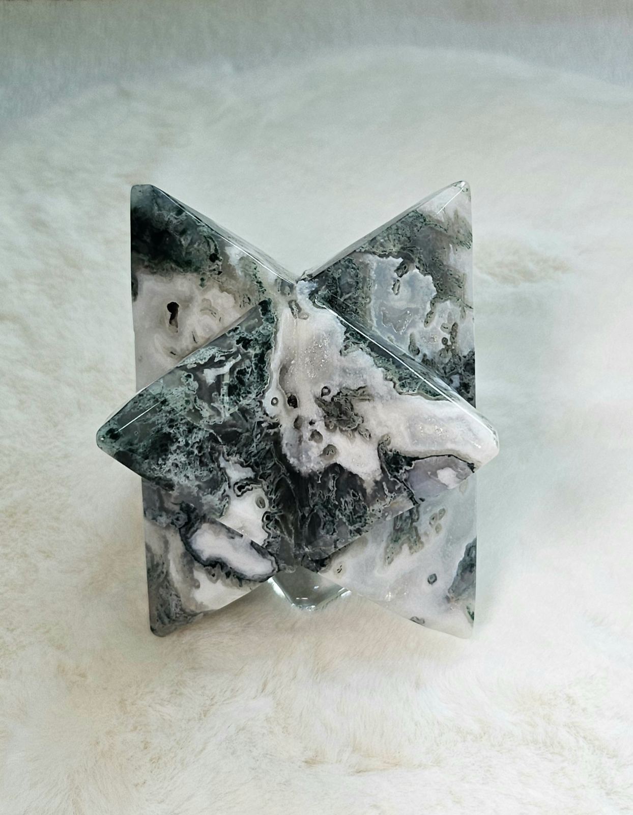 Large Merkaba in Moss Agate