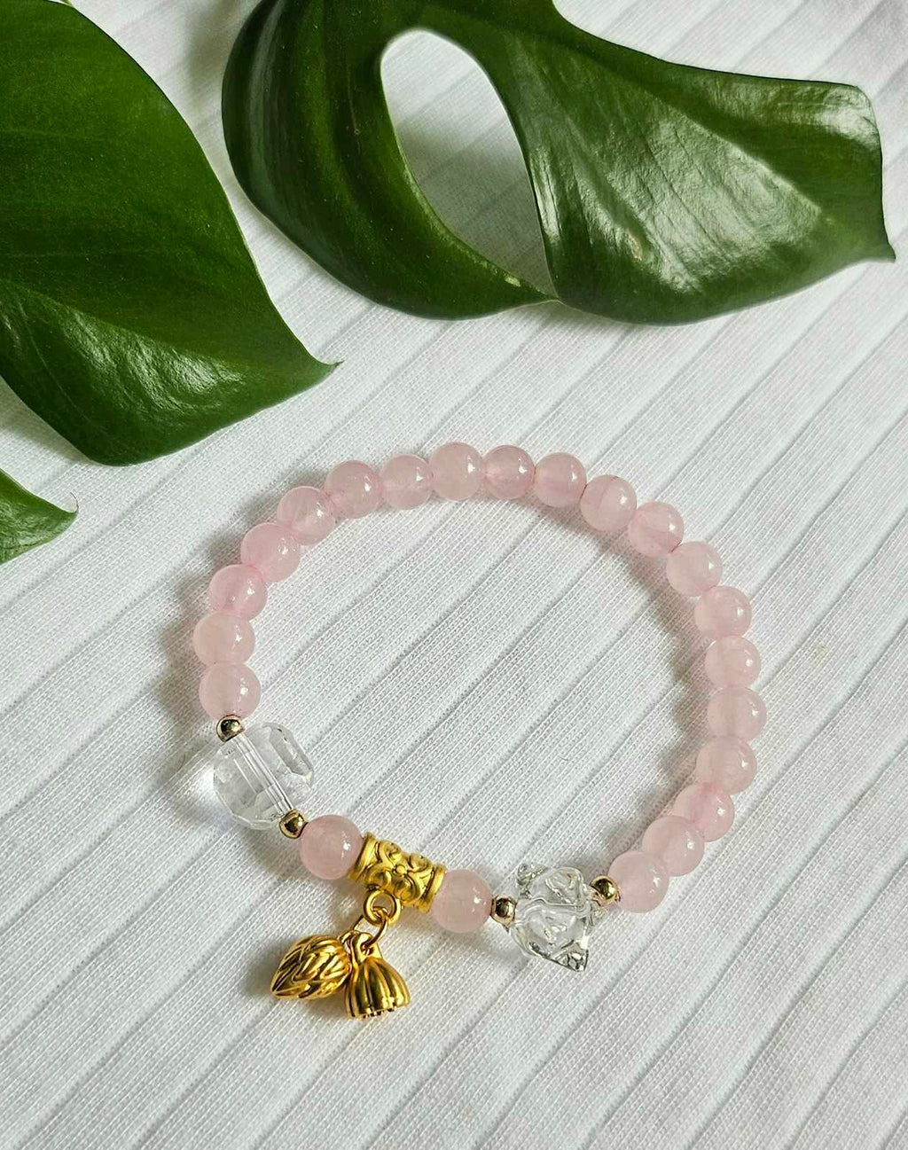 Merkaba Star, Clear Quartz and Rose Quartz (6mm)