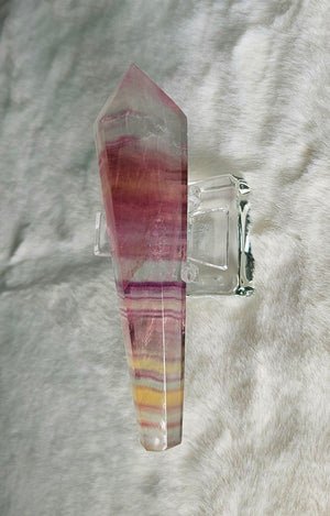 Rainbow Flourite six-sided wand 2A