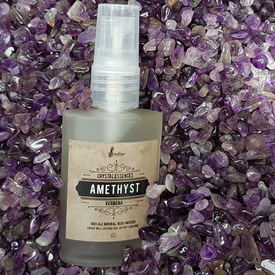 Amethyst and Verbena Face and Body mist (with real Amethyst crystals inside) - IndigoCrystals
