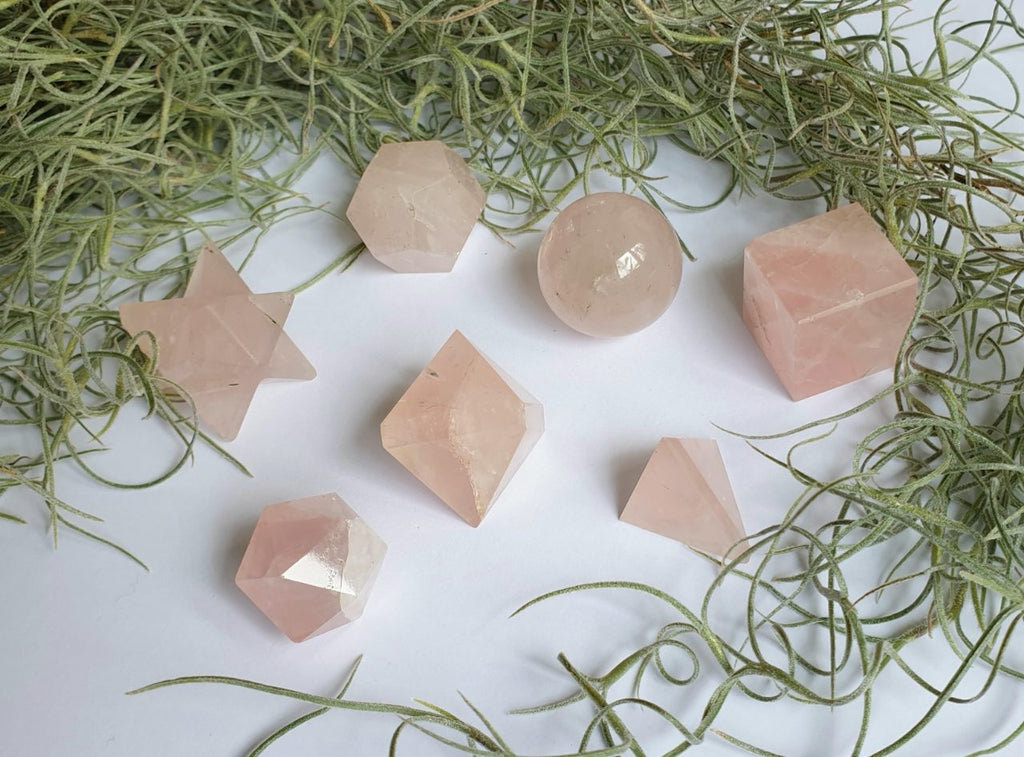 Rose Quartz Sacred Geometry crystal set