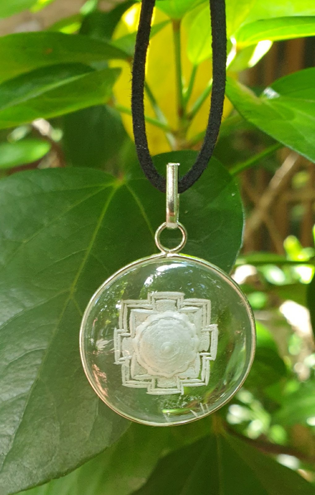 Sri Yantra Crystal Quartz pendant (hand-carved)